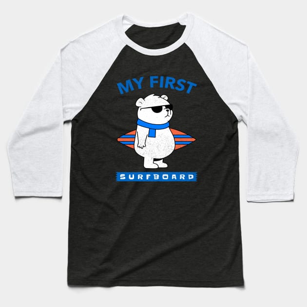 Bear with Surfboard Baseball T-Shirt by MONMON-75